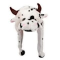Miniatyrbild 2 av 2: Plushdjurhuvor i en storlek, keps i polyester med fleecefoder cow