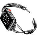 Miniatyrbilde 1 av 4: Smykkeklokkearmbånd for iWatch Strap Series Kvinner Krystalldiamant Armbånd Rustfritt Stål Bånd Black 42/44/45mm