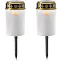 Miniatyrbilde 1 av 5: LED Gravlys Solcellelampe Hvit Med Solcelle Og Intelligent Åpning Og Lukking - LED Gravlys Med Realistisk Flammende Effekt 2 X D-white With Ground Spike