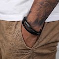 Miniatyrbild 2 av 6: Läderarmband för män i brunt, ko-läder äkta unisex manschett armband flerskikts magnetisk lås rep handledsband för män och kvinnor