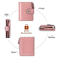 Miniatyrbild 2 av 4: Liten damplånbok i äkta läder med RFID-blockering, liten plånbok med dragkedjefickor Pink