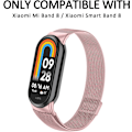 Pikkukuva 5 / 7: Xiaomi 8:n yhteensopiva ranneke, Mi Band 8:n metalliranneke, magneettinen ruostumattomasta teräksestä valmistettu verkkohihna vahvalla magneettisuudella Rose Powder