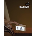 Miniatyrbillede 5 af 5: Digitalt Vækkeur, Træ Sengelampe Med Stor LCD-baggrundsbelyst Skærm, Temperatur, Snooze-funktion, Lysstyrkesensor, 3 AAA Batteridrevet