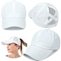 Miniatyrbilde 3 av 4: Baseballcaps med kryss-ponytail for kvinner white