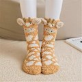 Miniatyrbillede 3 af 4: Dames 3D Dyr Vinter Varme Bløde Fluffy Seng Sokker Kvinder Lounge Slipper Gulv Sokker Giraffe
