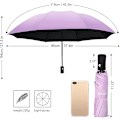 Miniatyrbillede 3 af 6: Rejseparasol Foldbar Kompakt Parasol Automatisk Åbning og Lukning Solregnparasol med Ærme Purple