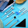 Miniatyrbilde 3 av 5: 4-pakks Stemmegaffelsett (128 Hz, 256 Hz, 512 Hz, 528 Hz) med Stemmegaffelhammer for Lyd Vibrasjon