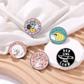 Miniatyrbillede 2 af 4: 5 Emalje Pins Søde Tegneseriebabyer, Runde Katte Badge Former