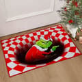 Grinch Illusion Dørmåtte, Jule Vision Dørmåtte, Vaskbar Gulvmåtte 50 x 80 cm