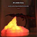 Miniatyrbillede 2 af 3: 3D Ildspydende Natlampe Drage, 3D Printet Flamme Dinosaur Lampe Stemningslys USB Genopladelig, Til Stue Soveværelse Indretning Festival Børn Gave