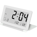 Miniatyrbild 1 av 5: LCD-väckarklocka Ultra-tunn Vikbar Reseväckarklocka Bärbar Digital Väckarklocka (Vit)