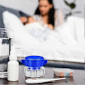 Miniatyrbilde 5 av 5: Pilleknuser med bærbar multifunksjonell plastbeholder, blå, pilleknuser