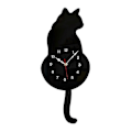 Miniatyrbild 1 av 5: Svart Katt Pendel Väggklocka, Kattklocka, Kattklocka med Rörlig Svans, Kattsvängande, Skämtsamma Roliga Väggklockor