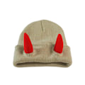 Miniatyrbillede 1 af 6: Djævelshorn Mænd Hat Strikket Beanie med Horn Kvinder Hip Hop Demon Horn Cap til Vinter Varmt Ski Udendørs Beige