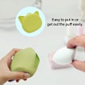 Miniatyrbilde 2 av 4: Sminkepudder Puff-etui - Bærbar Silikon Puff-beholder Søt Kattform Puff-holder Etui | Lett Sminkepudder Puff Oppbevaringsboks Green