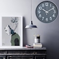 Miniatyrbild 4 av 6: Väggklocka Tyst Icke-Tickande Modern Väggklocka Batteridriven för Kontor, Hem, Badrum, Kök, Sovrum, Skola, Vardagsrum Grå
