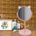 Miniatyrbild 2 av 7: Sängspegel - Sminkningsspegel i söt kattöronform för tjejer presenter i badrum eller sovrum - Rosa