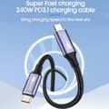 Pikkukuva 5 / 10: USB C -pikalatauskaapeli, Type-C -datakaapeli, musta 2m