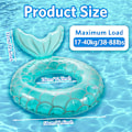 Miniatyrbild 2 av 7: Badring för barn, hållbara uppblåsbara poolleksaker, sjöjungfru anime gummibadring, flytande sommarstrandfest för 4-9 barn och vattensporter Mermaid Blue