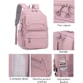 Miniatyrbillede 4 af 5: Rygsæk til teenagepiger, afslappet, til gymnasiet, dagsrygsæk, kvinder, daglig rejserygsæk til bærbar computer (pink)