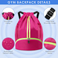 Miniatyrbillede 4 af 7: 1 stk. Kun Pakke Unisex Snøre Rygsæk, Vandtæt Gymnastiktaske, Stor Oxford PE Taske, Studenter Skoletaske Rose Red