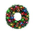 Miniatyrbilde 5 av 5: Kunstig julekrans med kongler, røde bær og LED-lys, dekorasjon til dør, vegg, landsted, utendørs og innendørs, festutstyr, 30 cm 30 cm-colourful lights