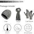 Miniatyrbilde 2 av 7: Vinter Unisex Beanie Hatt, Skjerf og Hansker Sett, Elastisk Strikket Hatt Langt Skjerf Berøringsskjermhansker Med Tykk Fleece Innerfôr for Menn og Kvinner Medium Gray