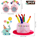 Pikkukuva 2 / 8: Onnellinen syntymäpäivähattu, syntymäpäivähattu syntymäpäivälaseilla, plushiinen onnellinen syntymäpäiväkakkuhattu syntymäpäiväjuhliin, lasit tytöille ja aikuisille juhlien koristeluun Pink
