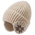 Miniatyrbillede 1 af 9: Vinter Blød Plys Strikket Hue Mænd Kvinder Vindtæt Sport Øreklapper Hue Solid Mode Hue Hatte Beige