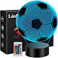 Miniatyrbillede 1 af 6: Fodboldgave til drenge 8-10 år, 3D LED natlampe med fjernbetjening, fødselsdags juledekoration fodbold