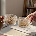 Miniatyrbillede 3 af 6: 2 stk Vintage Kaffe Kopper, 400Ml Glas Te Kopper med Skeer, Klar Præget Glas Kopper, Glas Kaffe Kopper
