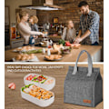 Miniatyrbilde 5 av 6: Lunsjposer for Kvinner Menn, Bærbar Isolerende Lunsjpose Vannresistent Lekkasjesikker Lunsjboks Tote Bag for Barn Jenter Gutter Voksne Grey