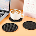 Miniatyrbillede 5 af 6: 8 stk Sorte Underkopper, Tyk Design (0,5 cm) Runde Kopper Underkopssæt af 8, Silikon Underkopper til Drikkevarer, Kaffe Pads Øl Barmåtte Black（spikes）
