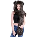 Miniatyrbillede 7 af 8: 3 i 1 Fluffy Plush Dyr Ulv Leopard Hætte Halsklæde Hat med Poter Vanter Handsker Tyk Vinter Varmt Øreklapper Bomber Hat til Kvinder Mænd
