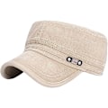 Miniatyrbilde 1 av 7: Unisex Kadett Army Caps Justerbar Flat Top Caps Vasket Bomulls Militærhatt Baseball Caps Beige