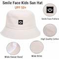Miniatyrbillede 2 af 5: Børne Smile Face Solhat, UPF 50+ Småbørn Drenge Piger Sommer Spandhat Bred Skygge Unisex Strandhatte Beanies til 2-8 År