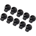 Miniatyrbillede 1 af 7: 10 stk Fjederbelastede Runde Plastik Toggle Stopper Snoer Låse Endestykker, Sort, 1,8 x 1,5 x 1,5 cm