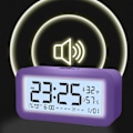 Miniatyrbild 5 av 5: Digital Elektronisk Klocka LED-Display Elektronisk Klocka Stereo Digital Display Snooze Väckarklocka 12/24H Byte Nedräkning Tid NUO0430 Purple