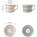 Miniatyrbilde 4 av 6: Europeisk stil kopp tekopp og tallerkensett, 8,5 oz/250 ml benporselen kaffe tekopper med tallerken og gyllen skje