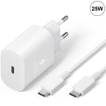 Miniatyrbild 1 av 4: 25W Vit Typ-C Laddare Pack + Typ-C Kabel för Samsung Galaxy A25 A15 A05 A05s A35 A55