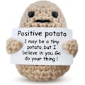 Miniatyrbillede 1 af 7: Mini Sjov Positiv Kartoffel med Positivt Kort Kreativ Uld Inspirerende Kartoffel Hæklet Dukke Opmuntrende Gave til Venner Fest Julepynt
