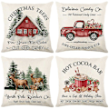 Miniatyrbillede 2 af 5: Merry Christmas Pudebetræk 45x45cm Pyntepudebetræk Vinter Juledekorationer til Hjemmet Træ Hjort Sofa Pudebetræk