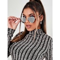 Miniatyrbillede 4 af 5: SDIGV Polariserede Hjerte Solbriller til Kvinder, Moderigtig Dejlig Stil Metalramme UV400 Beskyttelseslinse Silver Silver Mirror