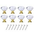 Diamantformade glasknoppar Transparent/Guld 8 st