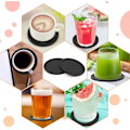 Miniatyrbillede 7 af 7: 8 stk Sorte Underkopper, Tyk Design (0,5 cm) Runde Kopper Underkopssæt af 8, Silikon Underkopper til Drikkevarer, Kaffe Pads Øl Barmåtte Black（flat）