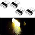 Miniatyrbilde 1 av 5: 4 stk. USB LED Bil Lysarmatur, Mini USB Billys, Plug-in USB Grensesnitt Bagasjerom Stemningslys Bærbar Nattlys Yellow