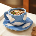 Miniatyrbilde 6 av 6: Søte Kaffe Kopper Te Kopper og Tallerkensett, Sky Kaffe Kopper Cappuccino Latte Te Mlik Kopper Frokost Mugg Gaver