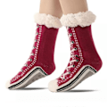 Miniatyrbillede 1 af 5: Ultra Tykke Cashmere Hjemmesko, Hjemmesko med Skridsikker Sål burgundy