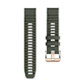 Miniatyrbillede 3 af 3: Urremme til Garmin Fenix 7s / 6s Pro / 5s Plus / Instinct 2s, vandrette stribede silikone 20mm rem med rosaguld spænde Army Green