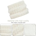 Miniatyrbild 3 av 7: Vintermössa, Halsduk och Vantar Set för Barn, 3-Delar Stickad Varm Crochet Tjock Fluffig Halsduk Pom Pom Mössa Två Fingrar Touch Screen Vantar Set White